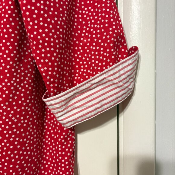 Ralph Lauren CHAPS Womens Plus No Iron Red Dots Button-Front Shirt Top Blouse 1X - Picture 4 of 10